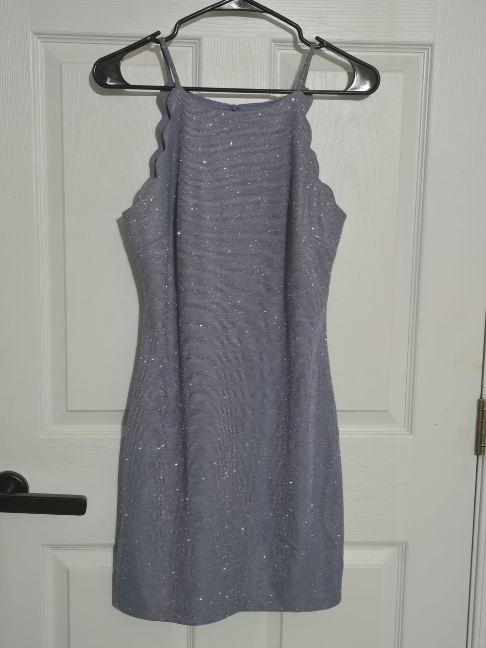 I.N. San Francisco Sparkle Scalloped Mini Dress - Lavender